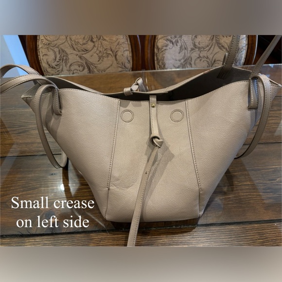 Polene Cyme Textured Taupe Leather Tote - Picture 15 of 16